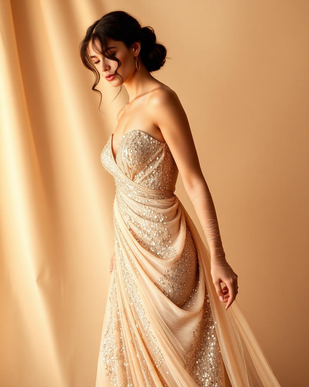 Champagne sequin evening gown